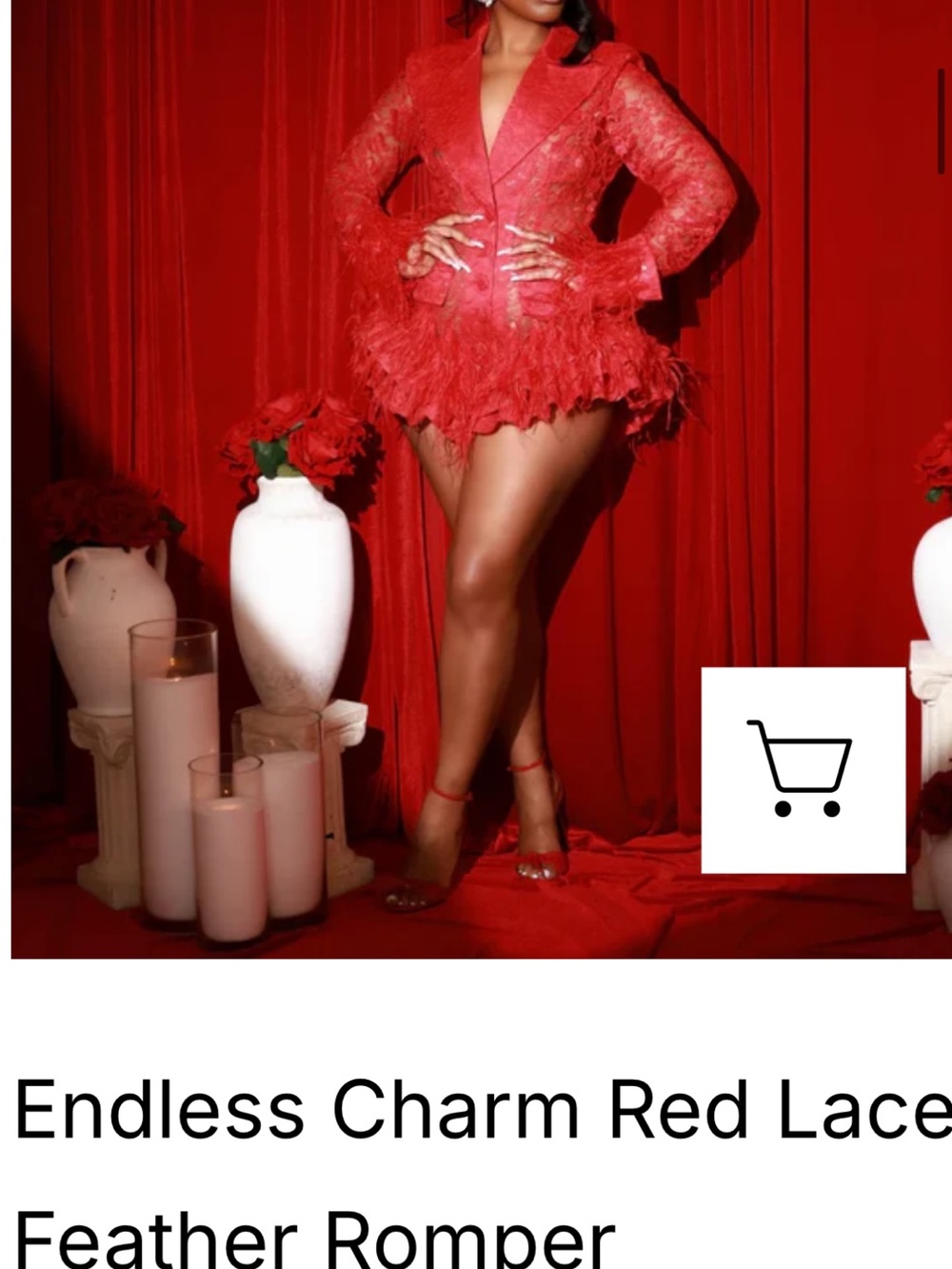 Red Lace Feather Romper - Women Pants & Jumpsuits Robes